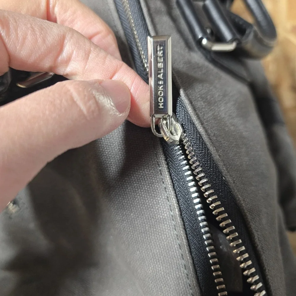 Hook & Albert Grey Waxed Canvas Garment Weekender Bag Travel Carry-On Duffel